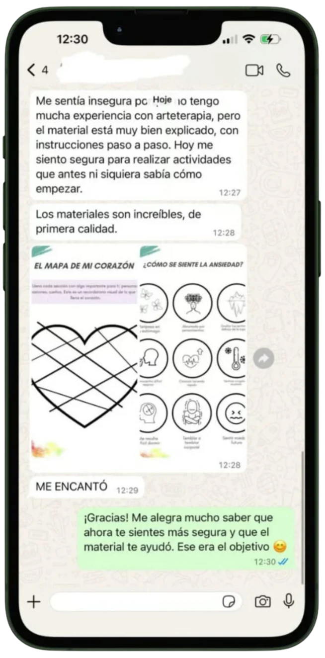 Mensaje de WhatsApp: el material está muy bien explicado, paso a paso